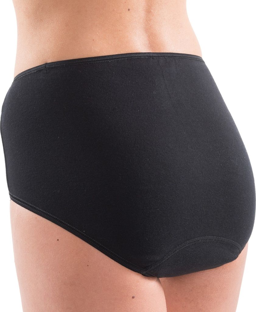 HERMKO 5011 Damen Taillenslip aus Baumwolle/Elasthan, Maxi-Schlüpfer , Farbe:schwarz, Größe:44/46 (L)