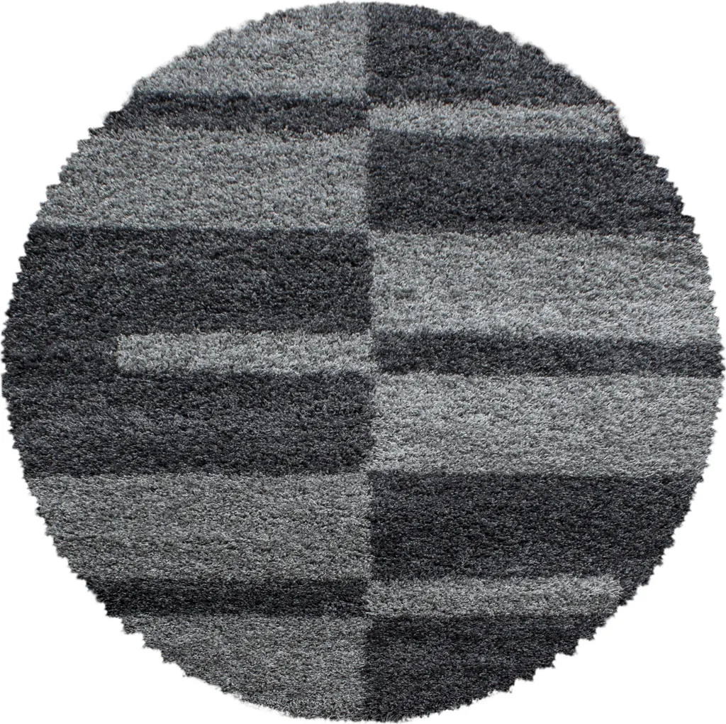 Gala Shaggy Tapis Poils Longs Rond Ø 200cm Gris Anthracite Moelleux