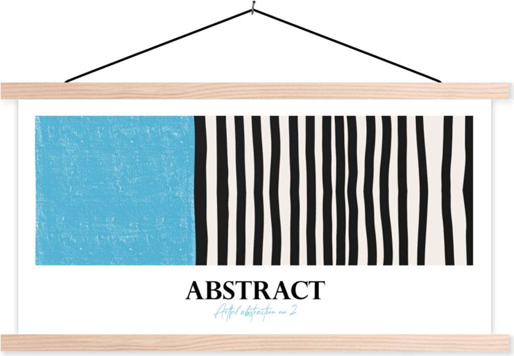 MuchoWow Textilposter Blau - Abstrakt - Muster 60x30 cm mit holzfarbenen Rahmen - Dekoration
