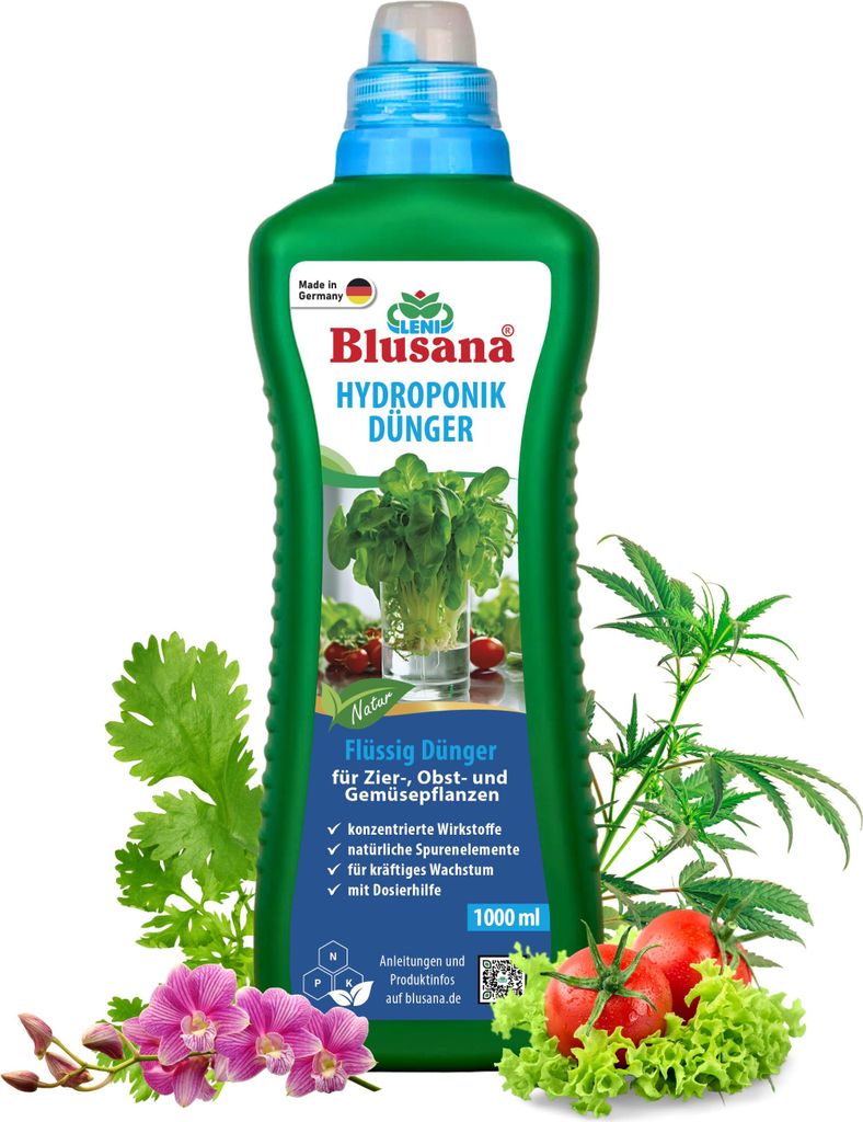Blusana Hydroponik & Hydrokultur Dünger XL 1 Liter NPK 7-3-6 Hydro Flüssigdünger