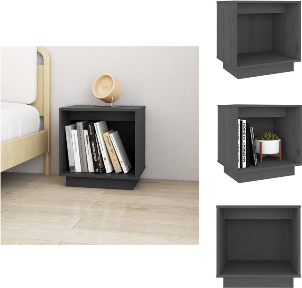 vidaXL Nachttisch Grau 40x30x40 cm Massivholz Kiefer - Nachttische
