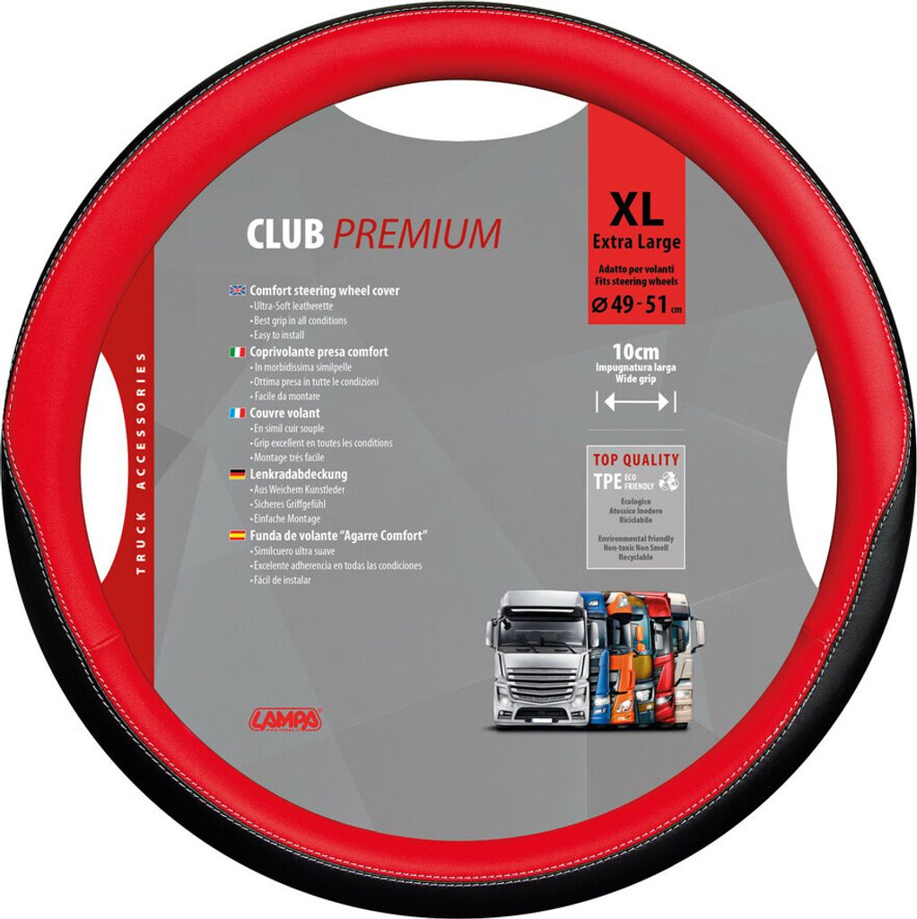 Lampa Lenkradbezug Club aus Skeentex - XL - Ø 49/51 cm - Rot