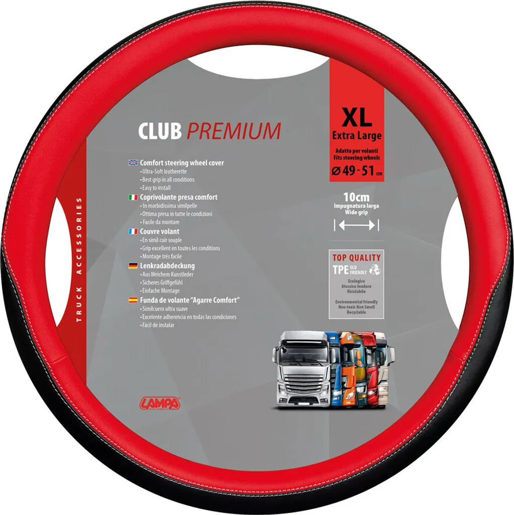 Copri Sterzo Lampa Skeentex Club Taglia XL Rosso 49/51 cm per Tir