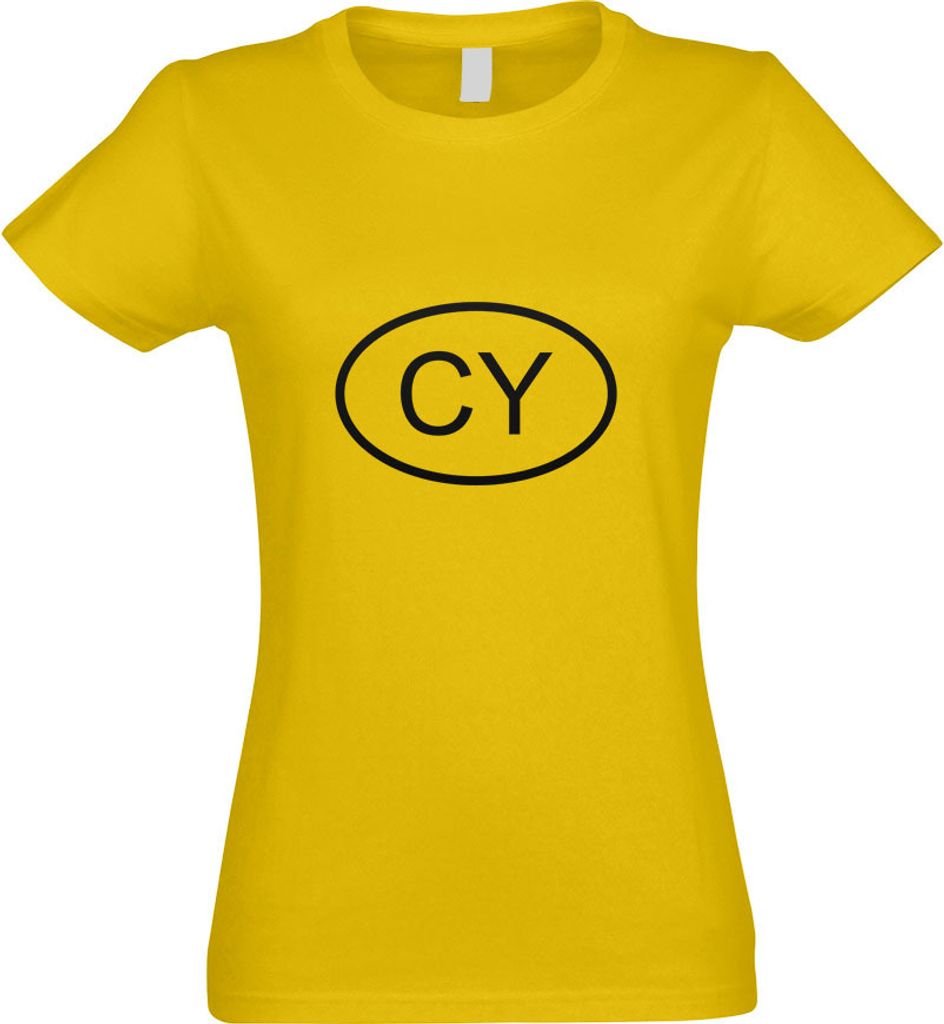 Kiwistar - T-Shirt tailliert - Damen - gelb - Zypern CY - mit Motiv Bedruckt - Funshirt Design - Sport - Freizeit - Damen - XL