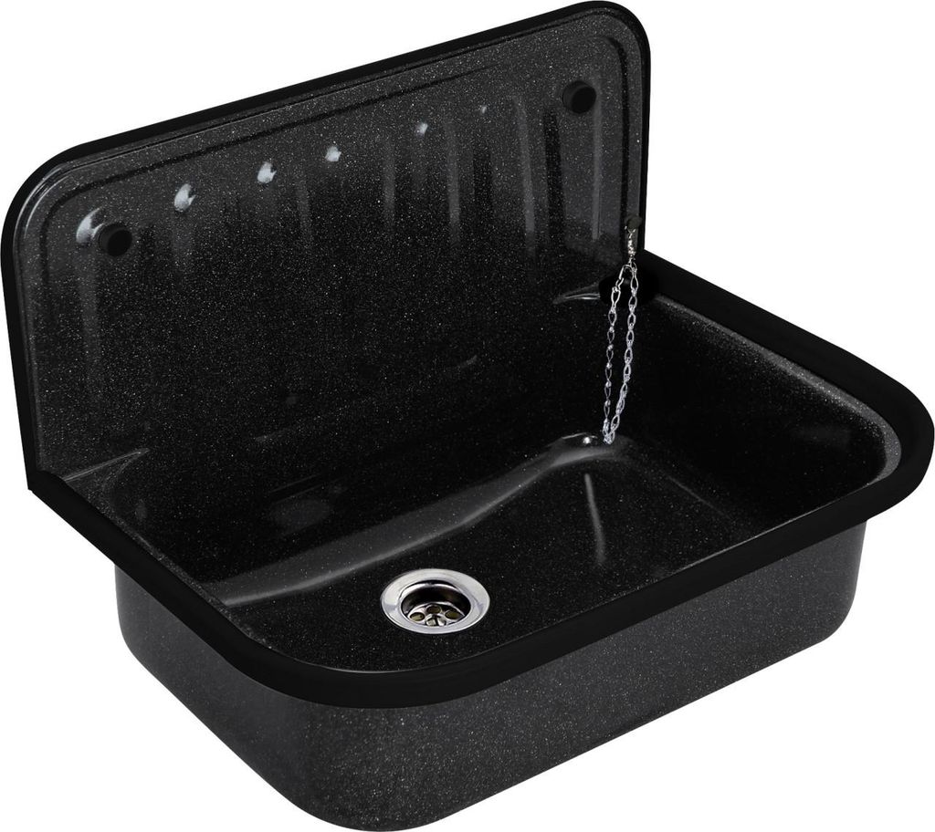 Stahl-Ausgussbecken Granitoptik 50 x 38 cm Produktbild 