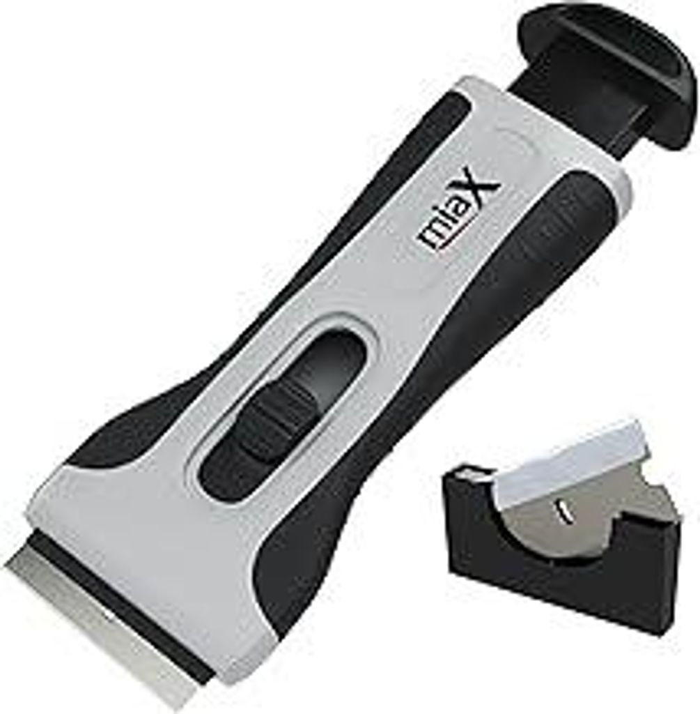 miaX Profi Kochfeldschaber - Ihr zuverlässiger Schaber für Küche und Haushalt - Stabiler Glaskeramikschaber mit Soft-Touch Griff - Ersatzklingen...