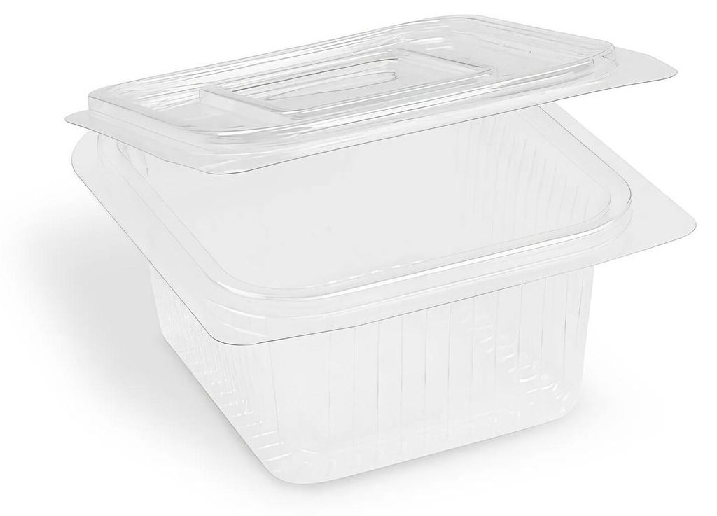 50x Rechteckbecher klar mit Deckel 375 ml (rPET) Produktbild 