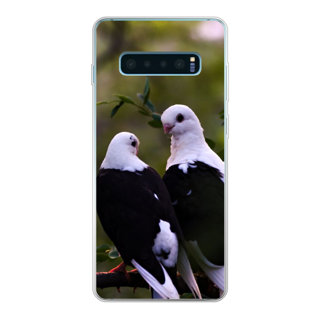 MuchoWow Handyhülle Schutzhülle Hülle für Samsung Galaxy S10 Lite Vögel - Zweig - Blätter Silikon Softcase Handy Hülle - Schutz