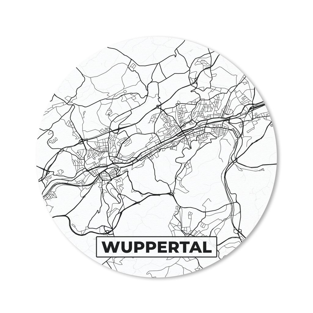 MuchoWow Mauspad Mousepad Karte - Wuppertal - Karte - Stadtplan 20x20 cm - Mousepads - Maus Mat - Pad - Mausunterlage - Schreibtischmatte
