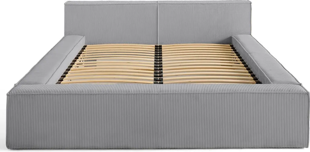 Lit coffre Stella 140x190 : gagnez de la place en velours gris clair
