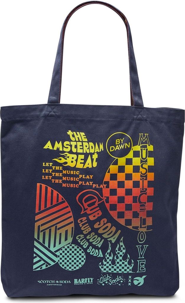SCOTCH & SODA Schultertasche Canvas Artwork Tote Night dunkelblau