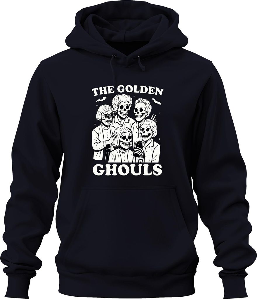 Golden Ghouls Skelett Seniorinnen Parodie Retro Halloween vintage Uni Hoodie Kapuzenpullover, Navy, XXL