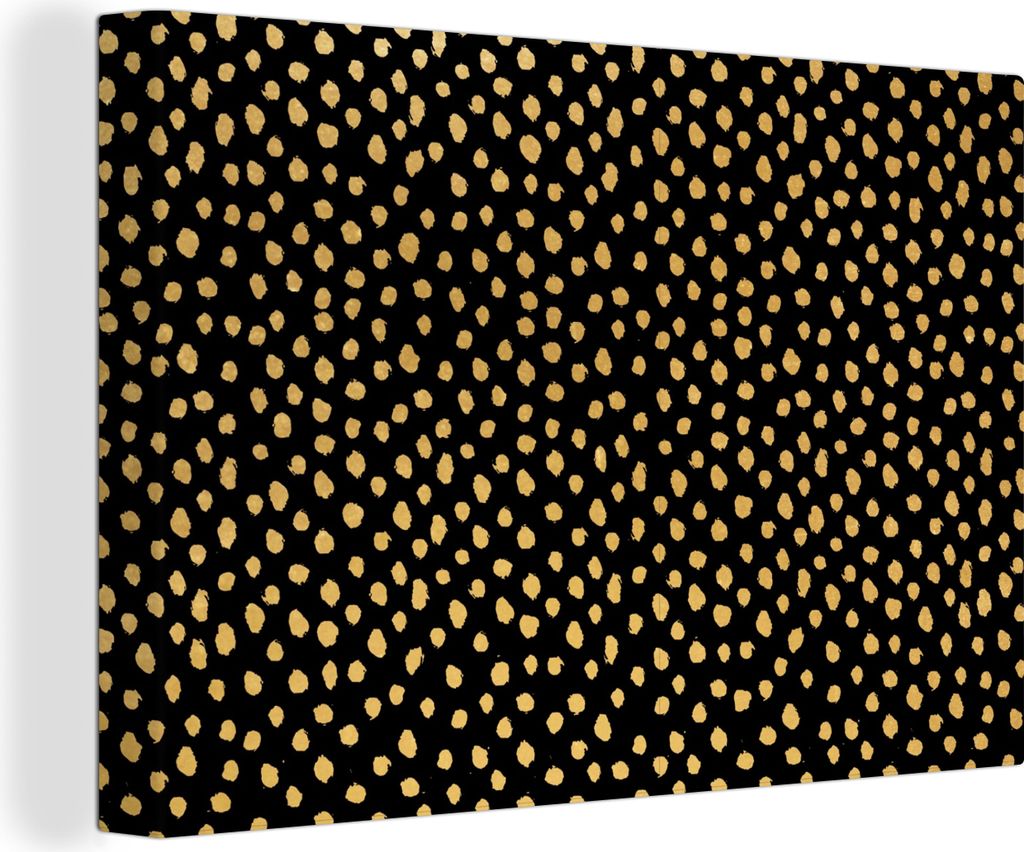 OneMillionCanvasses - Leinwandbilder - 150x100 cm, Ockergelb - Schwarz - Tupfen - Muster, Wandbilder Kunstdruck Wanddekoration - Foto auf Leinwan...