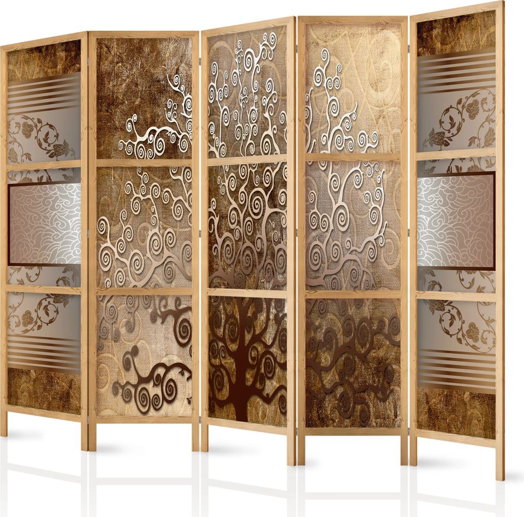 A six-panel folding screen with a decorative design.