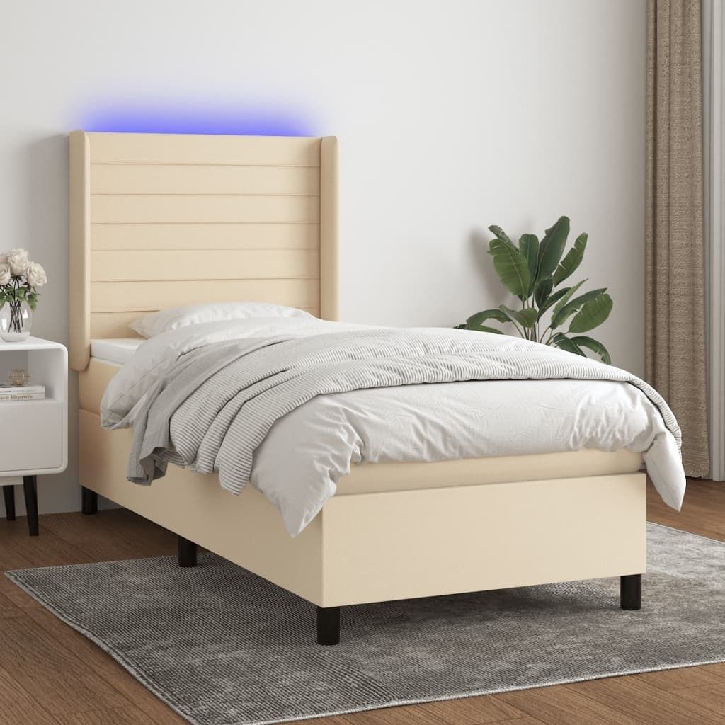 Maison Exclusive - Boxspringbett mit Matratze & LED Creme 100x200 cm Stoff
