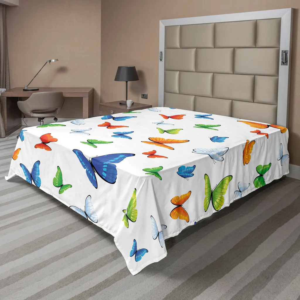 Drap plat ABAKUHAUS motifs papillons multicolores en 275 x 260 cm