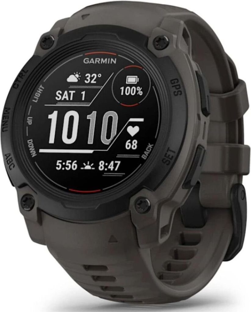 A close-up studio shot of a Garmin smartwatch.