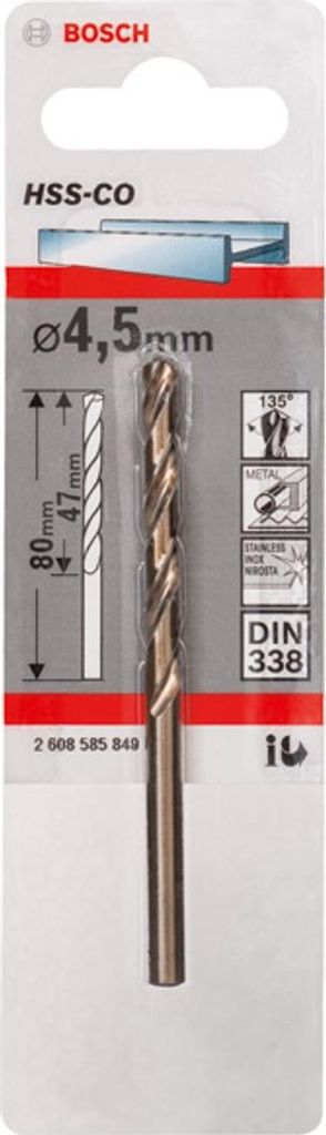 Broca para metal, acero rápido con cobalto, estándar, 4,5 x Imagen del producto 