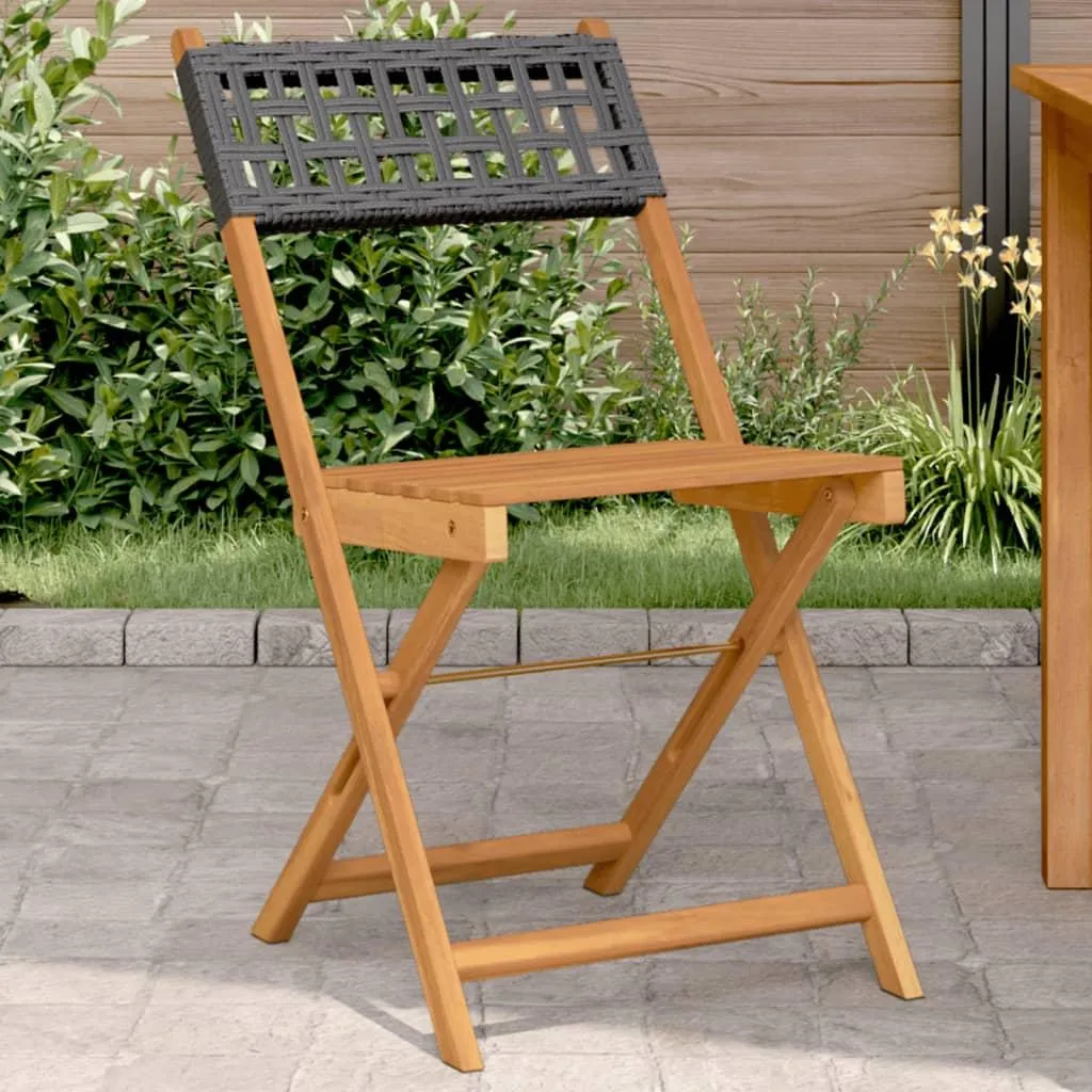 Sedie 2 pz Legno Massiccio Acacia Nera e Poly Rattan - Minimal Design - 2