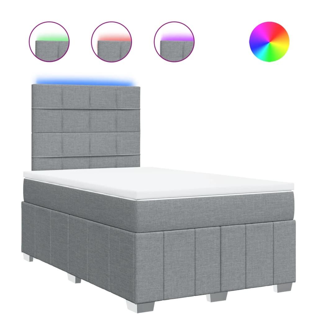 vidaXL Boxspringbett mit Matratze Hellgrau 120x200 cm Stoff