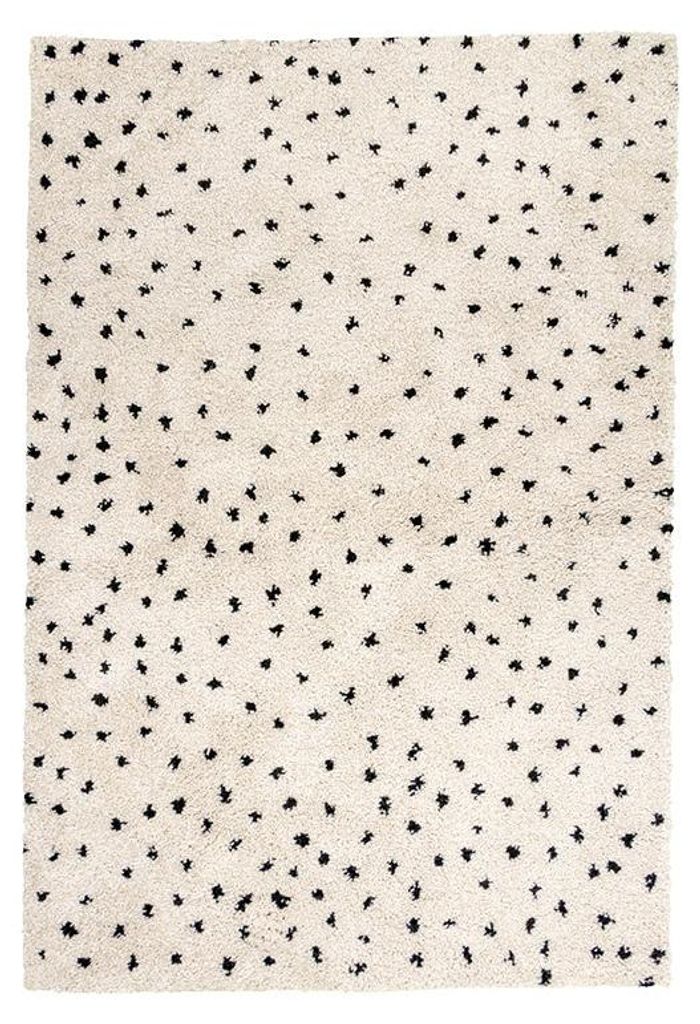Teppich Hochflor - Grand Dots Creme Schwarz Produktbild 