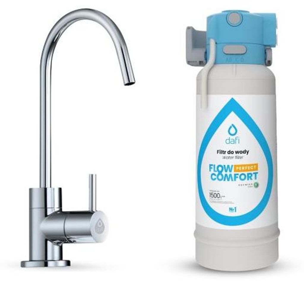 Dafi Flow Comfort D-1 Wasserfiltersystem mit ALTO Armatur chrom – Filteranlage für Leitungswasser, Untertisch-Wasserfilter für sauberes Trinkwa...