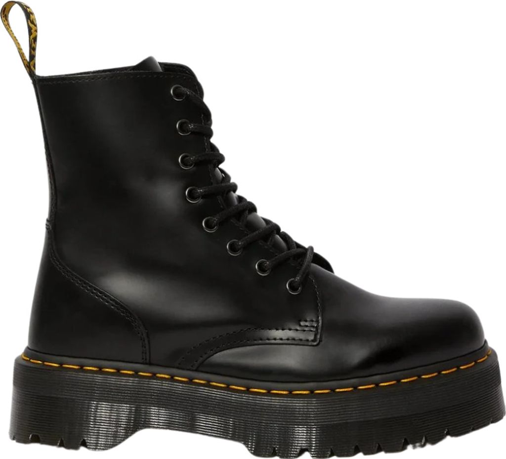 Kaufen Sie den Dr. Martens Jadon Schwarz bei Kicksshop. Robuster schwarzer Plateau-Stiefel mit Reißverschluss, Schnürdesign und ikonischer AirWai...