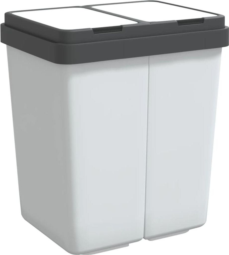 vidaXL Duo Mülleimer Weiß 2x25 L