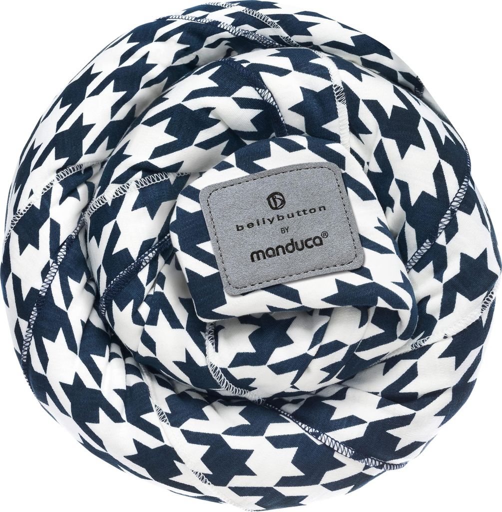 manduca Sling - Babytragetuch - Elastische Babytrage für Neugeborene von der Geburt bis zu 15 kg - Baumwolle - GOTS ,Pepita Navy
