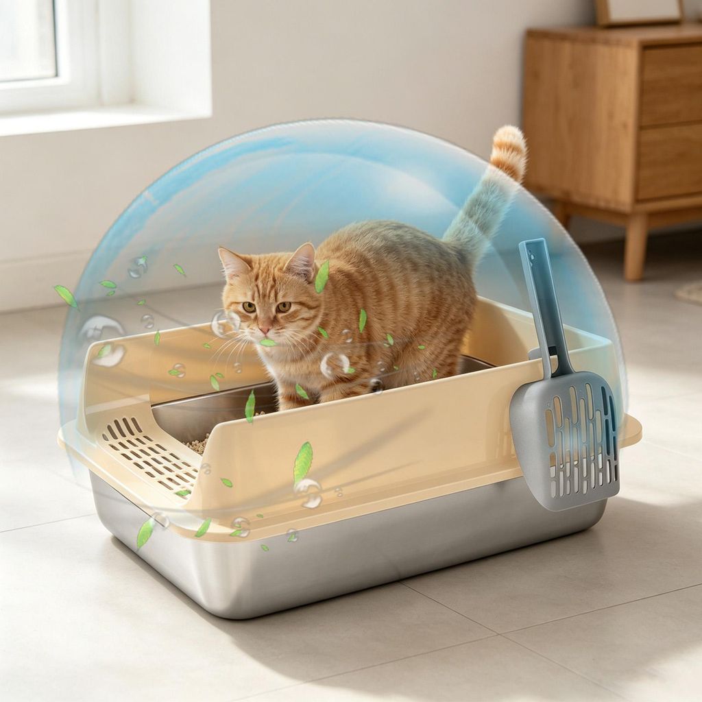 Katzentoilette Edelstahl mit Schaufel Classic Große mit Produktbild 