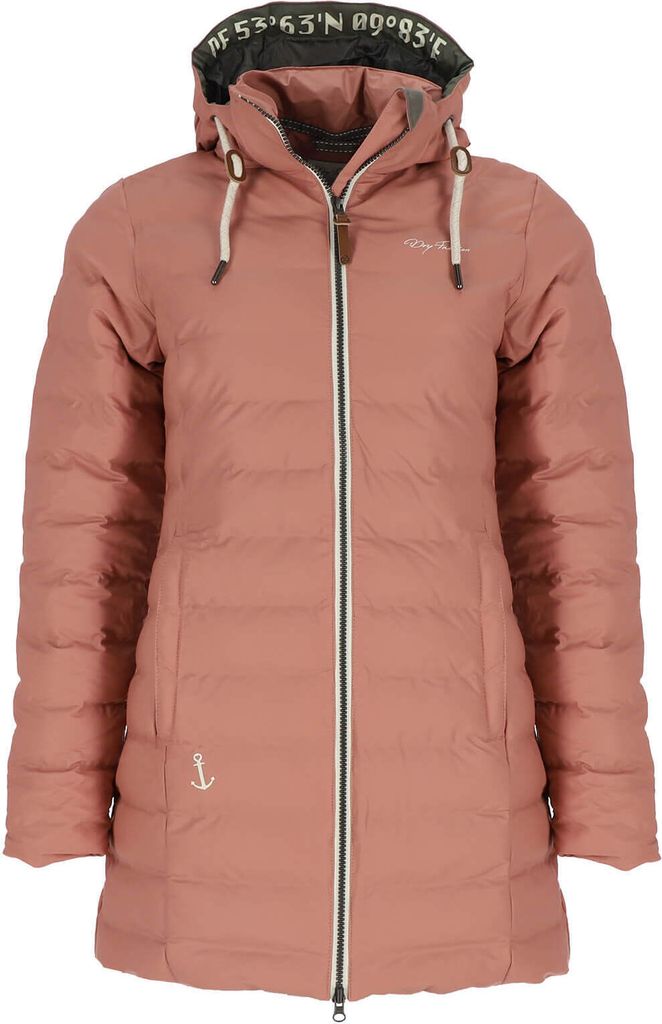 Dry Fashion Damen Polyurethan-Mantel Danzig gesteppt - Outdoor-Jacke wind- und wasserdicht in Alt-Rosa Größe 50