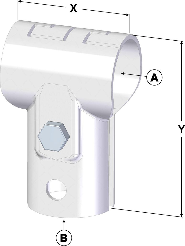 T-Schelle verzahnt, geteilt, A 3 1/2" (101,3 mm) x B 2" (60,3 mm)