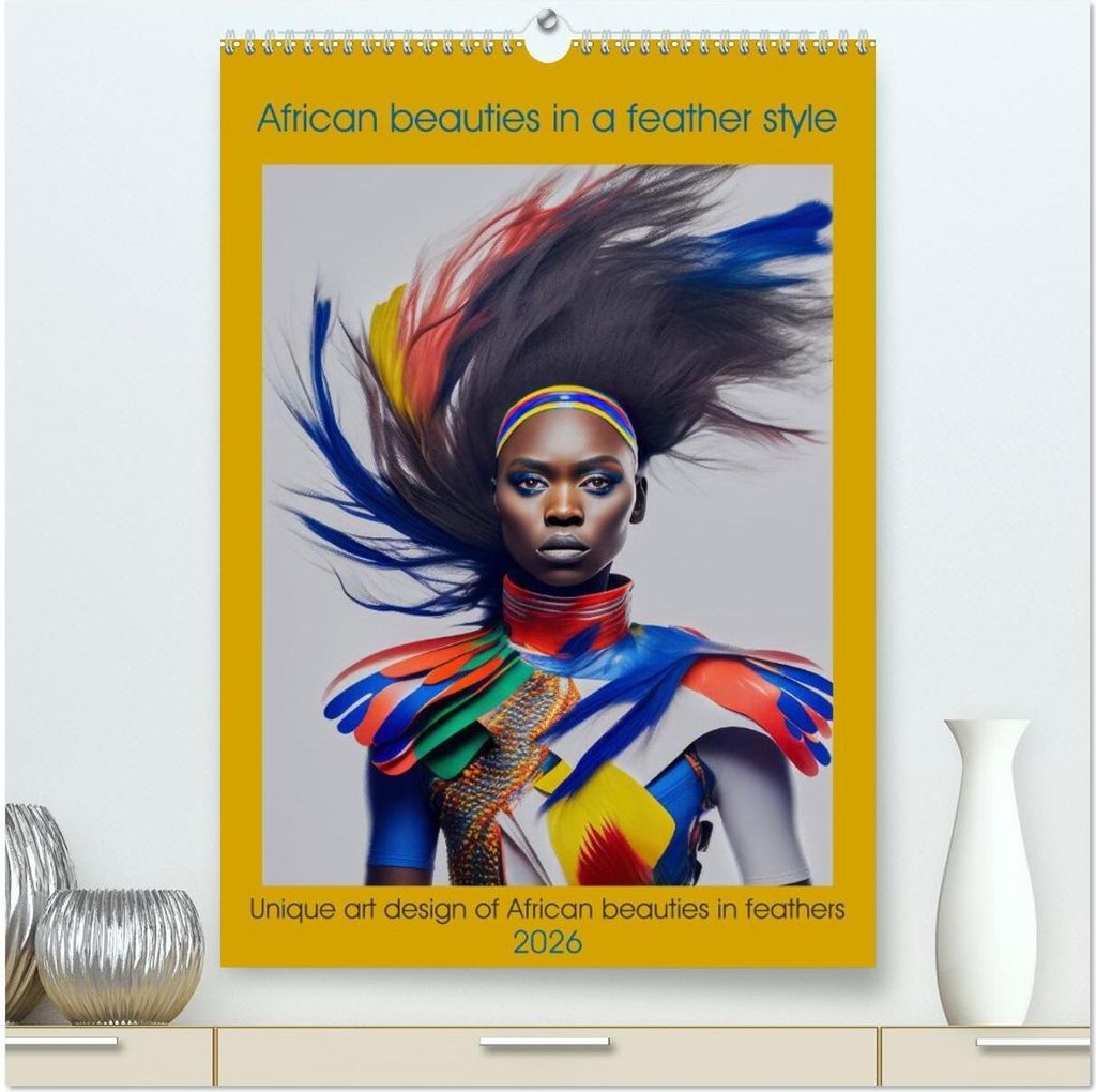 African beauties in a feather style (High Quality Premium Wall Calendar 2026 DIN A2 portrait),CALVENDO 12 Month Wall Calendar