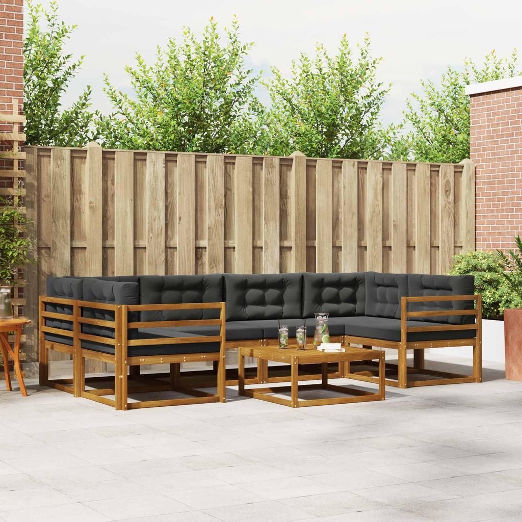 Outdoor-Sofagarnitur mit Kissen (7 pcs)- CLORIS - Natur und Anthrazit - Gartensofas C12