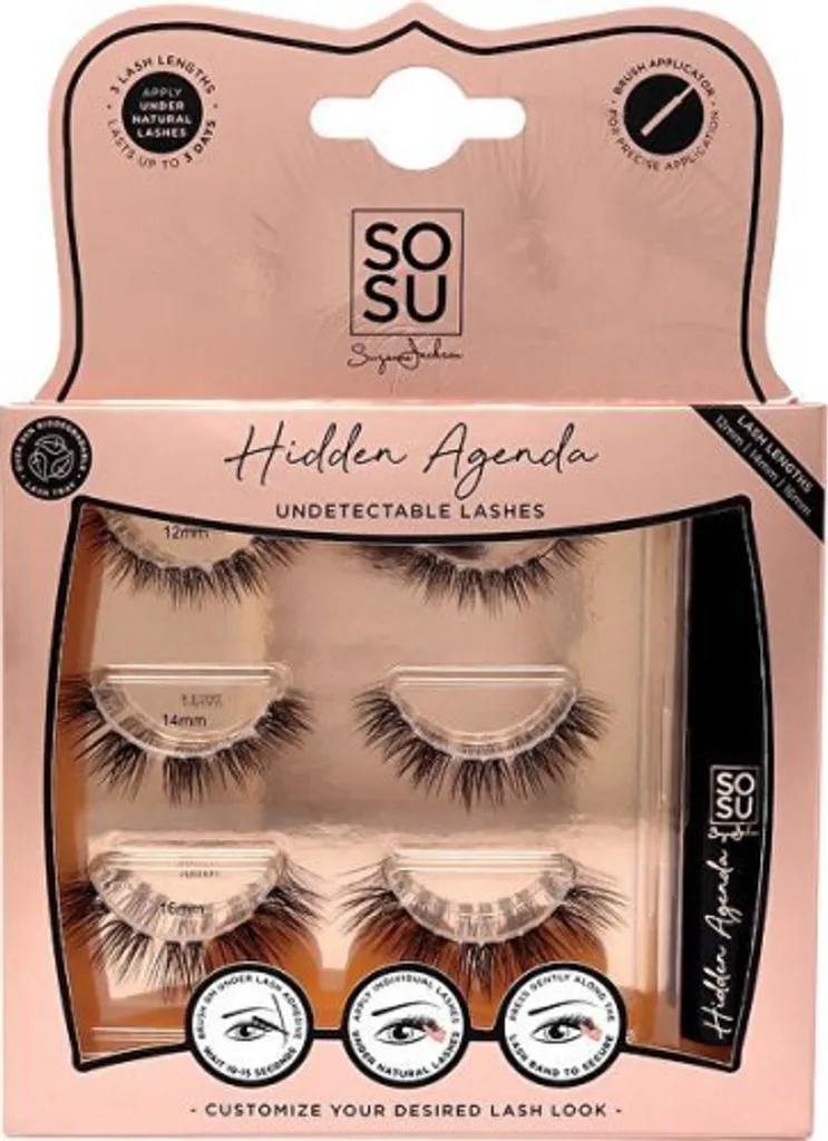 Cils Effet Naturel 12-16 mm - Faux Cils Invisibles Longue Tenue Noir