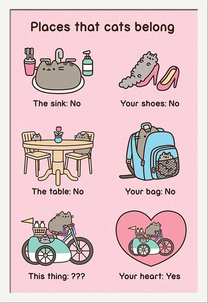 Poster Pusheen Gatti con Cornice Shinsuke Maxi MDF Bianca 61x91,5 cm