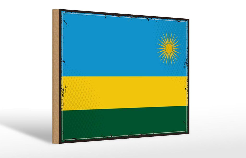 Holzschild Flagge Ruandas 30x20cm Retro Flag of Rwanda