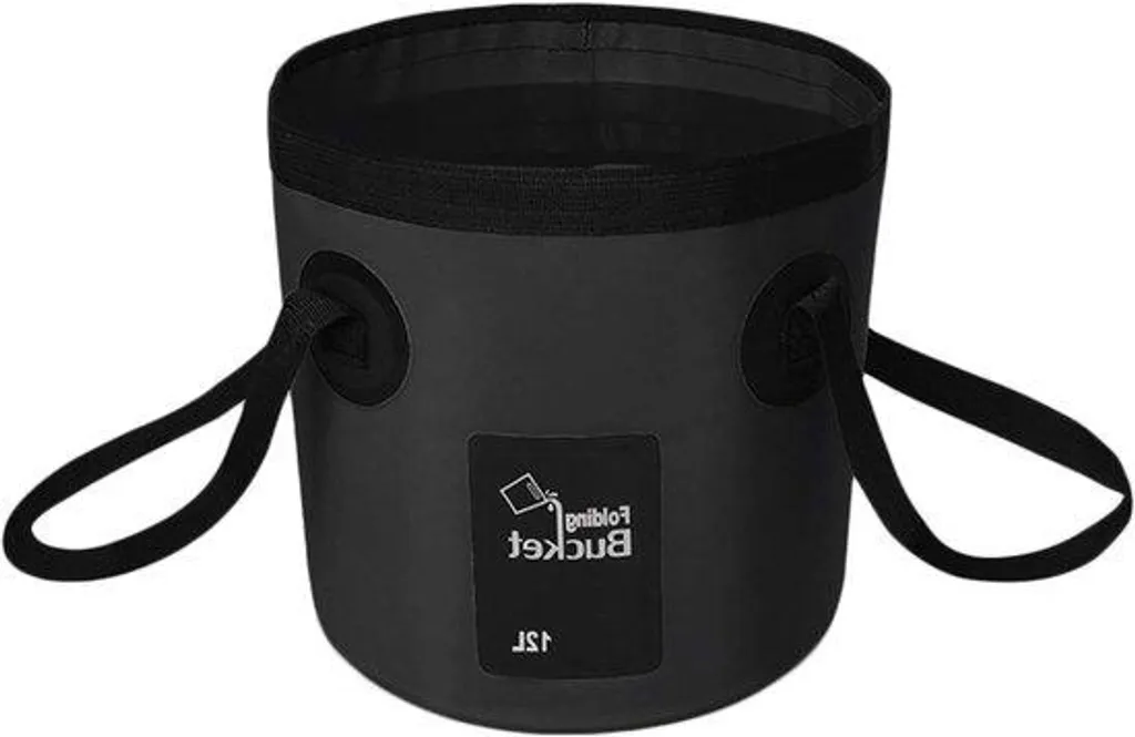 Seau à eau compact 12 litres noir pliable pour camping et vanlife