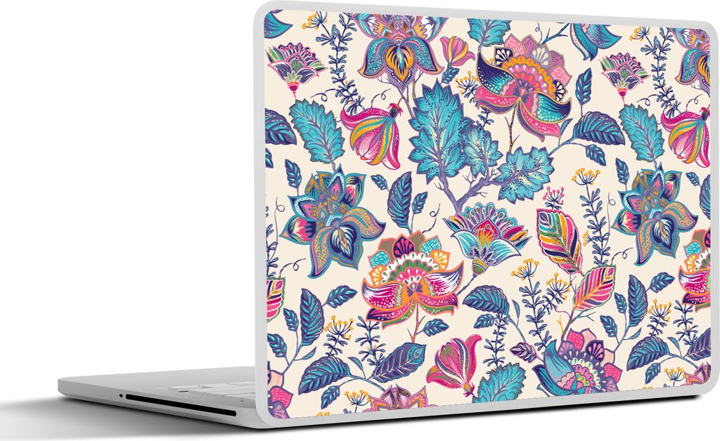 MuchoWow Laptop Aufkleber Sticker Cover Regenbogen - Blumen - Skizze - Muster 30x22 cm - Laptop-Sticker