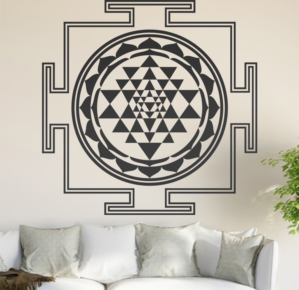 Sri Yantra Wandtattoo in 6 Größen - Wandaufkleber Wall Sticker - Dekoration, Küche, Wohnzimmer, Schlafzimmer, Badezimmer