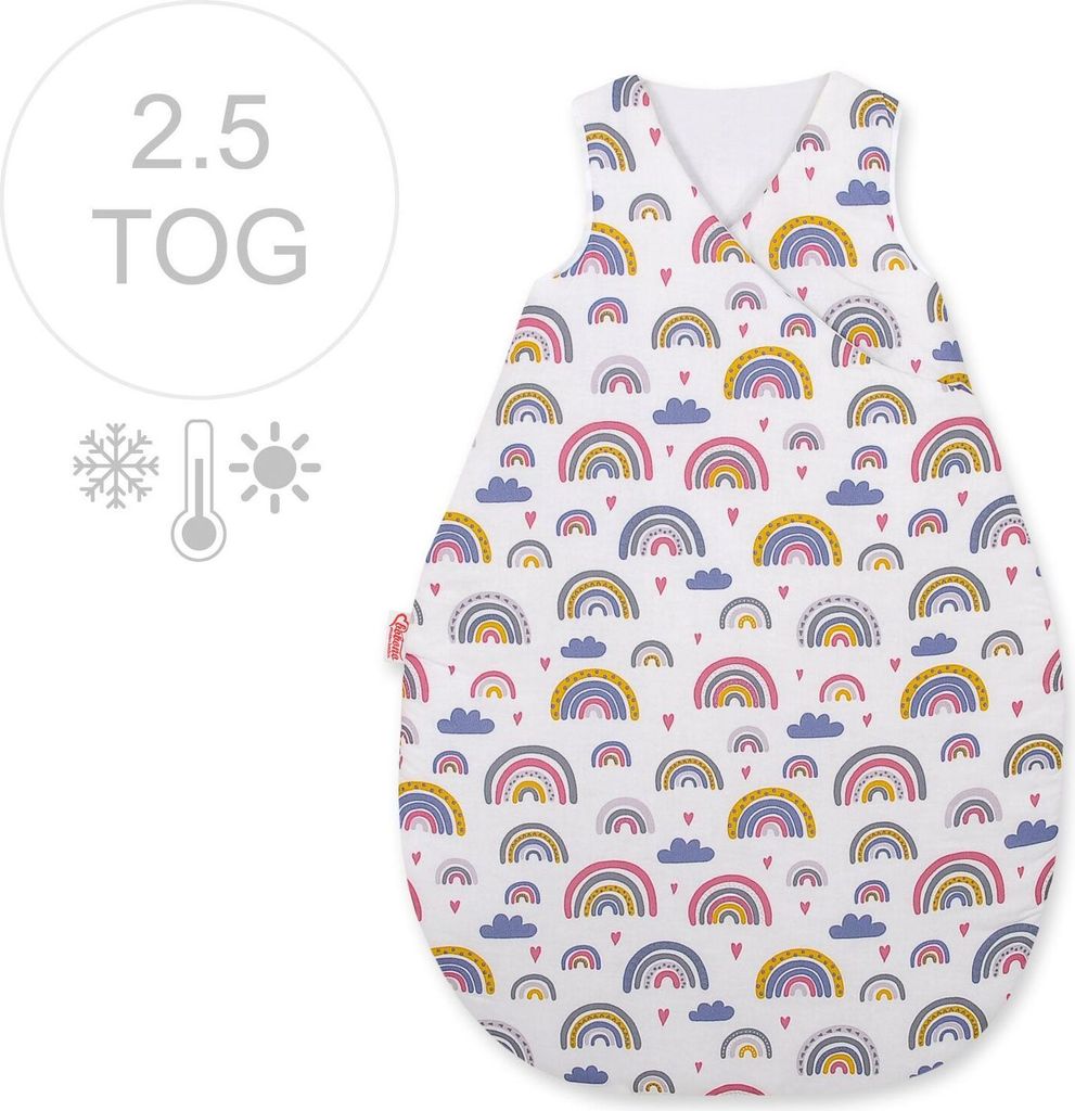 Isolierter Babyschlafsack für alle Jahreszeiten, 75 cm - Regenbogen