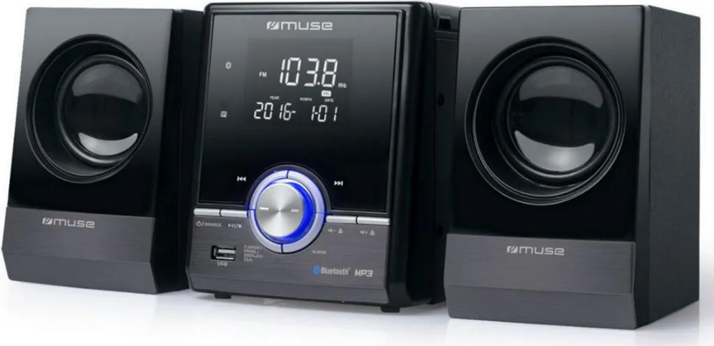 Micro-chaîne Bluetooth 10W Muse M38BT : Son Stéréo et Lecture USB MP3