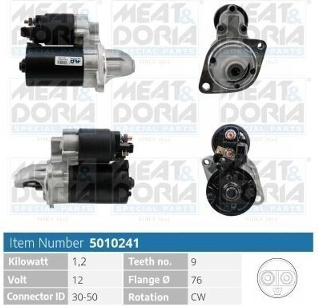 MEAT & DORIA 5010241 Starter Anlasser 1,2kW für BMW 3 Touring (E91) 12V
