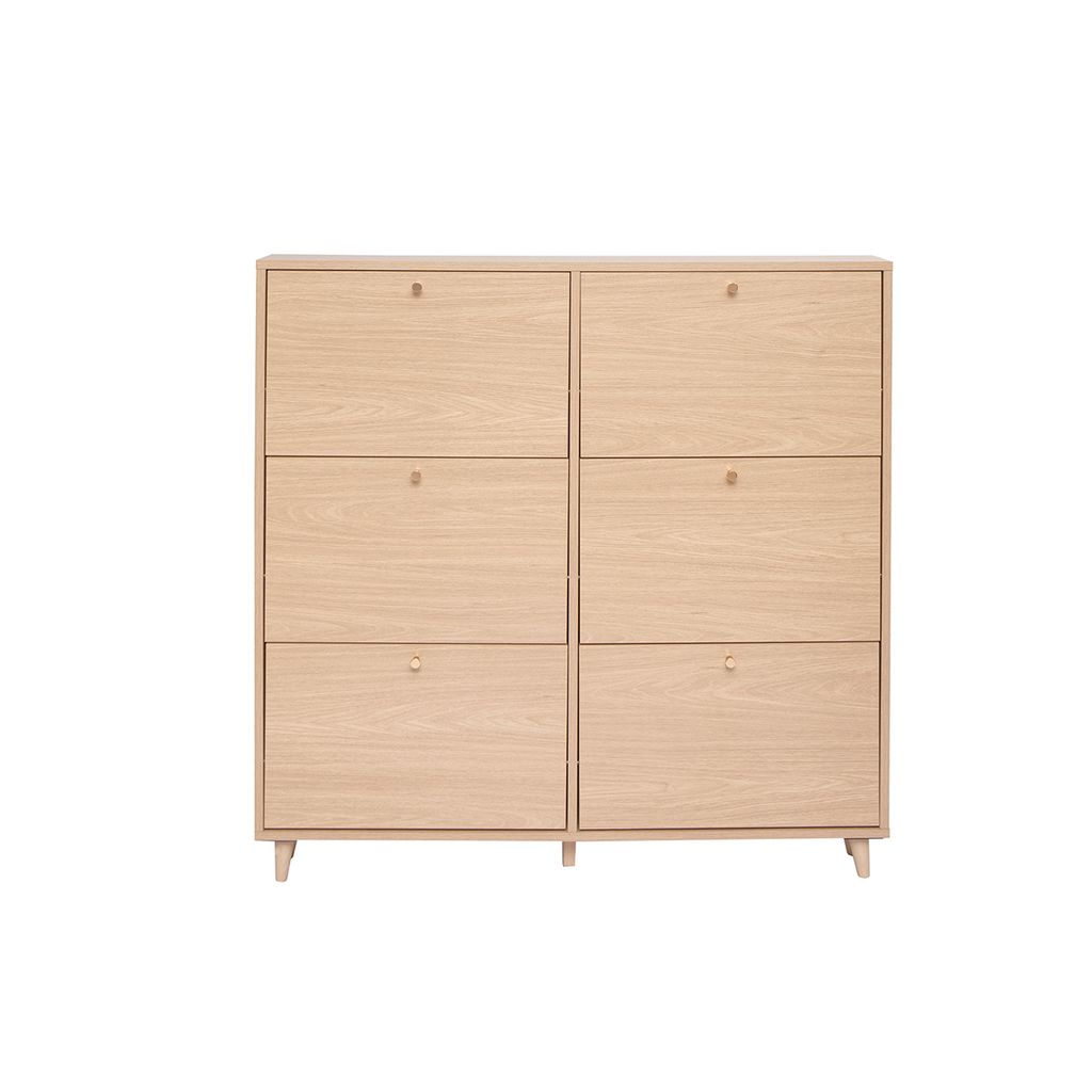 Miliboo - Schuhschrank in hellem Holzdekor Eiche B126 cm SILVESTRE