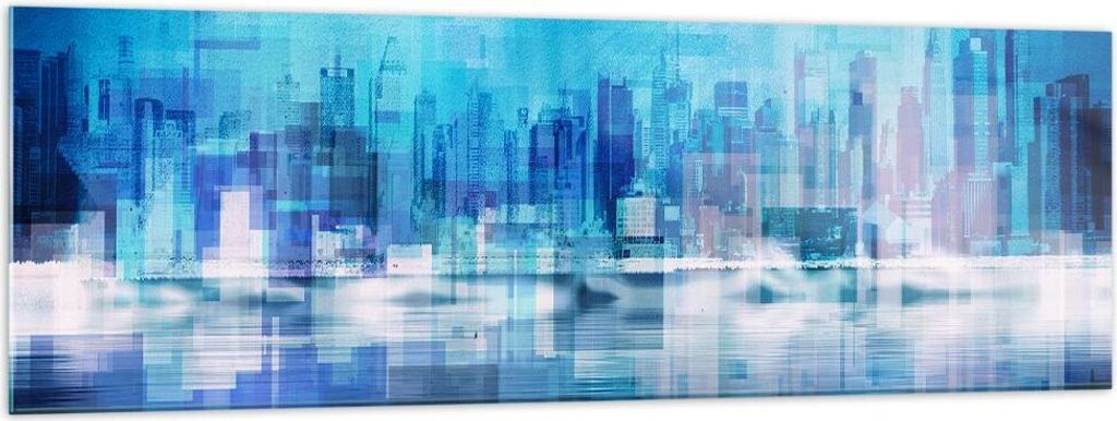 Bilder auf glas - Stadt Aussicht Wasser - 160x50cm - Glasbilder - Wandbilder - Kunstdruck - zum Aufhängen bereit - Wanddekoration aus Glas - Glas ...