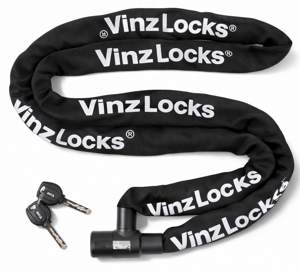 VINZ Ventoux Fahrradschloss Mit Schlüssel ø6mm | Kettenschloss für Fahrrad E-bike | Panzerschloss aus gehärtetem Stahl Schloss Kette | 90-200 c...