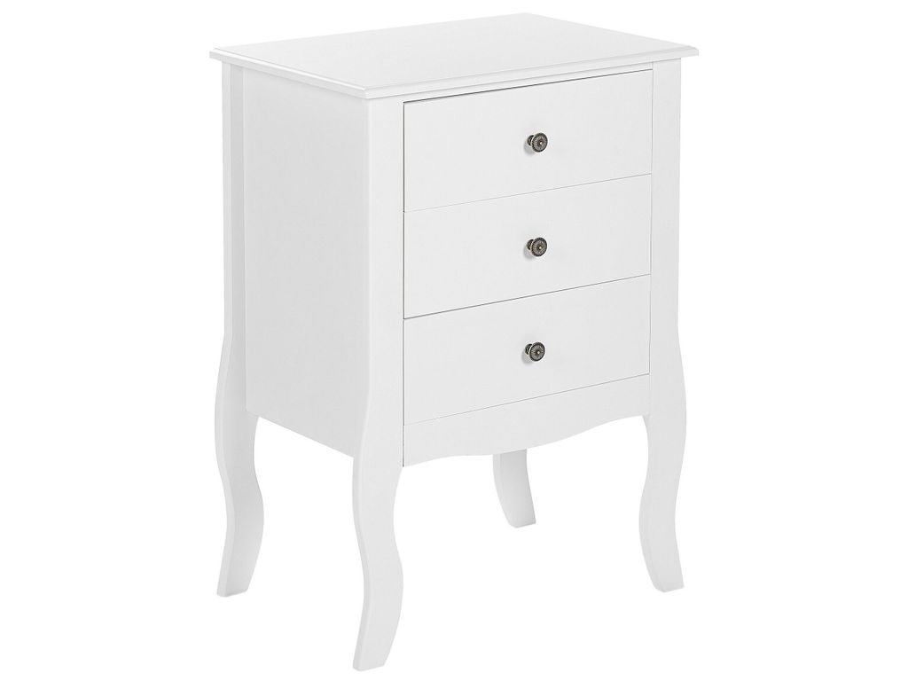 BELIANI Nachttisch Weiß MDF-Platte 48 x 34 x 70 cm Skandinavisch Modern Klassisch 3 Schubladen Schlafzimmer