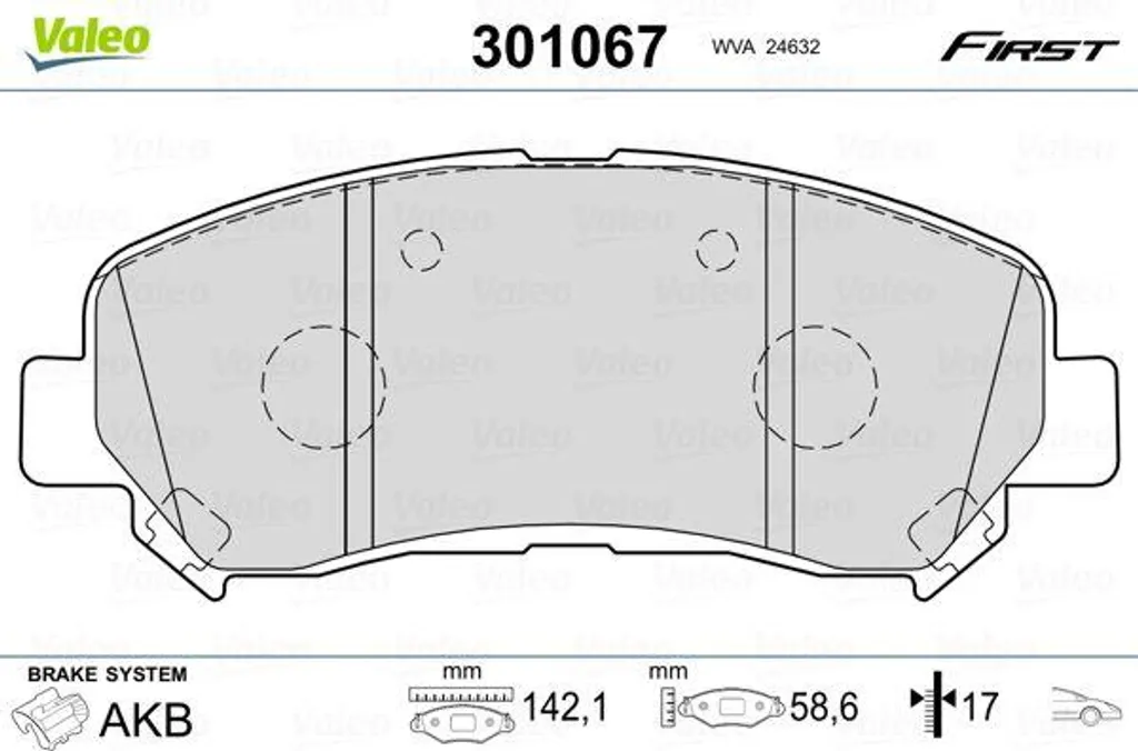 Plaquettes de frein Valeo 301067 pour Qashqai et X-Trail OE 41060JD00A