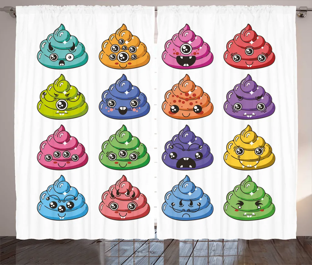 Rideau de Salon Multicolore à Motifs Kawaii pour Décoration Originale