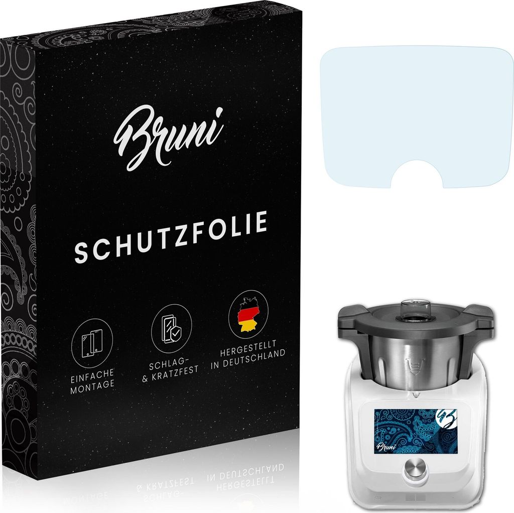 Bruni Basics-Clear 2x Schutzfolie kompatibel mit Silvercrest Monsieur Cuisine connect Folie